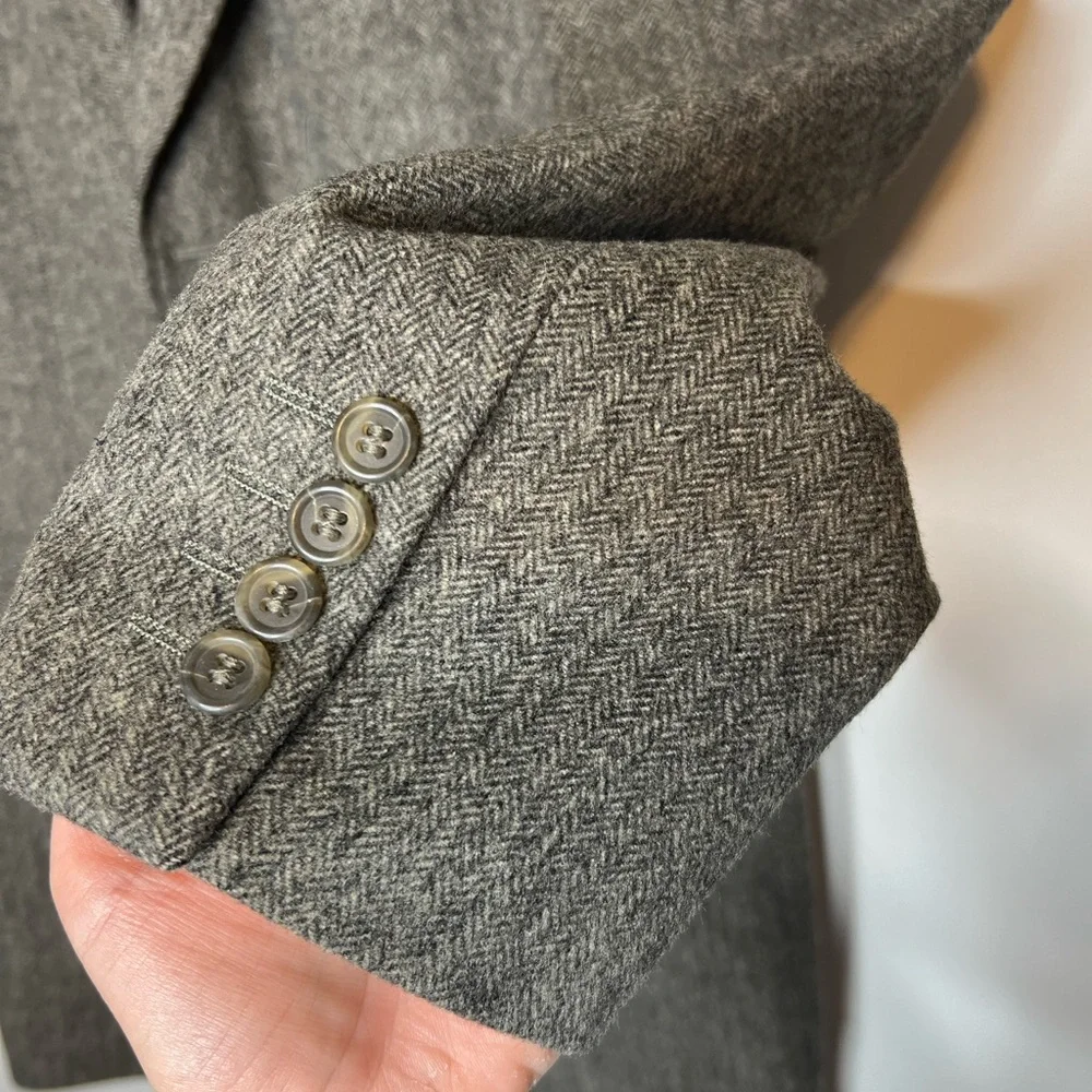 J.Crew Wool Blazer Men’s 39R Tweed / Herringbone Sports Coat Jacket In Brown - Picture 12 of 13